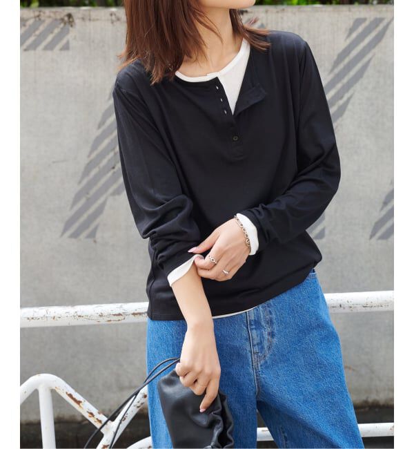 OUTDOOR PRODUCTS Usual Things「≪予約≫レイヤードライクヘンリーネックロンT」|Tシャツ・カットソー|ブラック