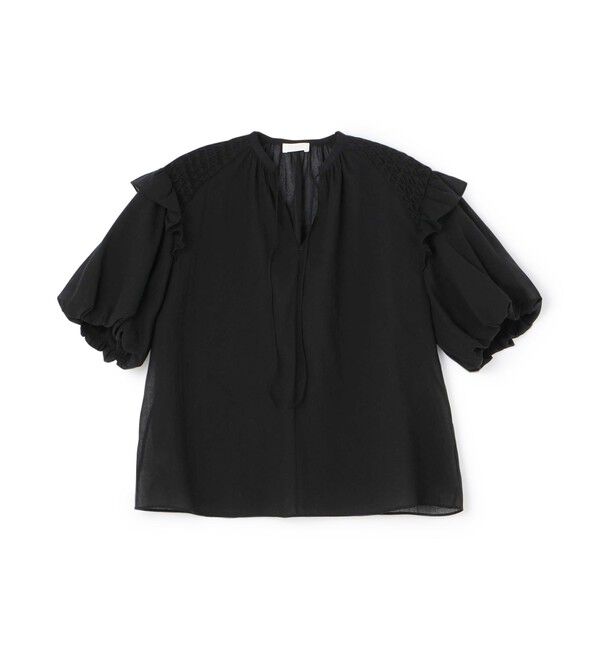 Ballsey「コットンクレープ パフスリーブブラウス」|シャツ・ブラウス|19 ブラック