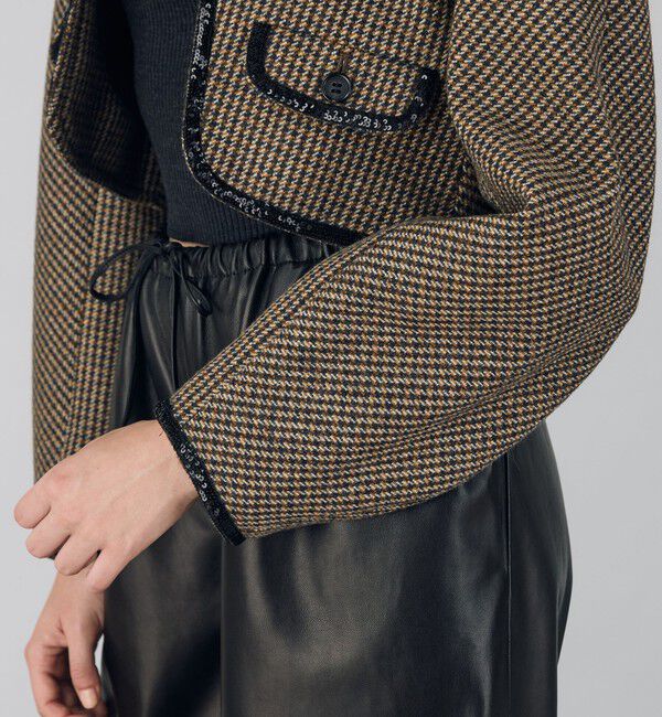 DES PRES「ブリティッシュツイード ショートジャケット」|ノーカラージャケット|