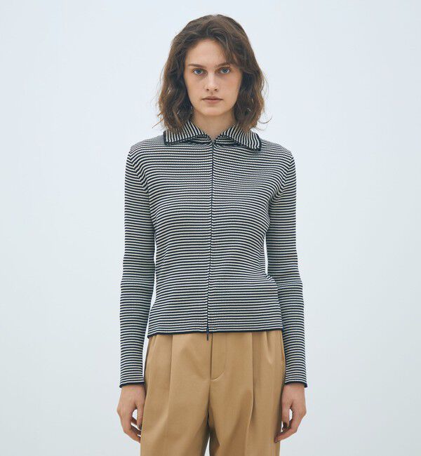 MACPHEE「コットンリブ ジップアップカーディガン」|カーディガン|