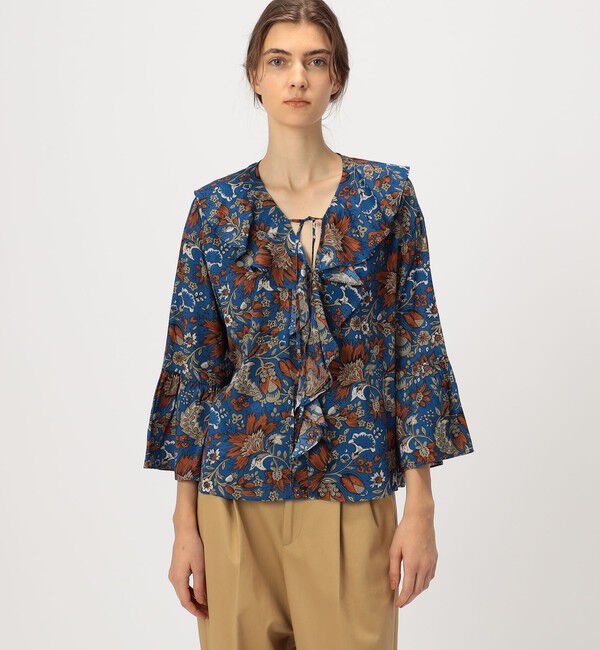 SOULEIADO「レーヨンプリント フリルブラウス」|シャツ・ブラウス|