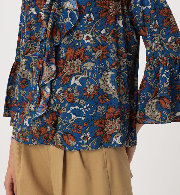 SOULEIADO「レーヨンプリント フリルブラウス」|シャツ・ブラウス|