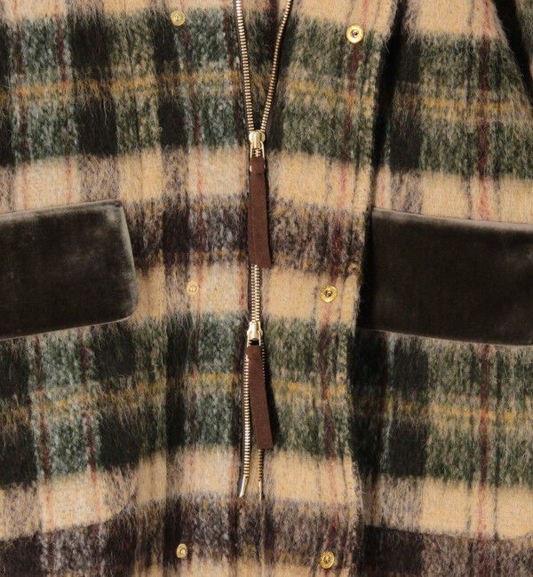 CABaN「シャギーチェック ジップアップブルゾン」|ダッフルコート|