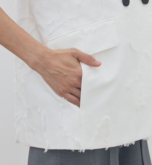 DES PRES「フリンジジャカード ピークドラペルジレ」|ベスト・ジレ|