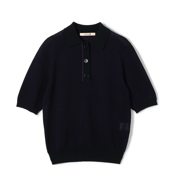 BACCA「ダブルカラーピケ ミニポロカラーハーフスリーブ」|ポロシャツ|68 ネイビー系