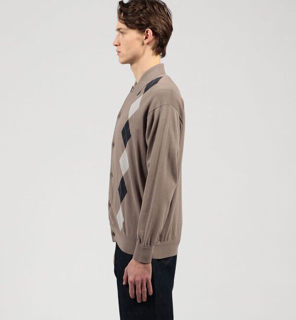 TOMORROWLAND MENS「TOMORROWLAND tricot ギザコットン アーガイル柄 ポロカラーカーディガン」|カーディガン|
