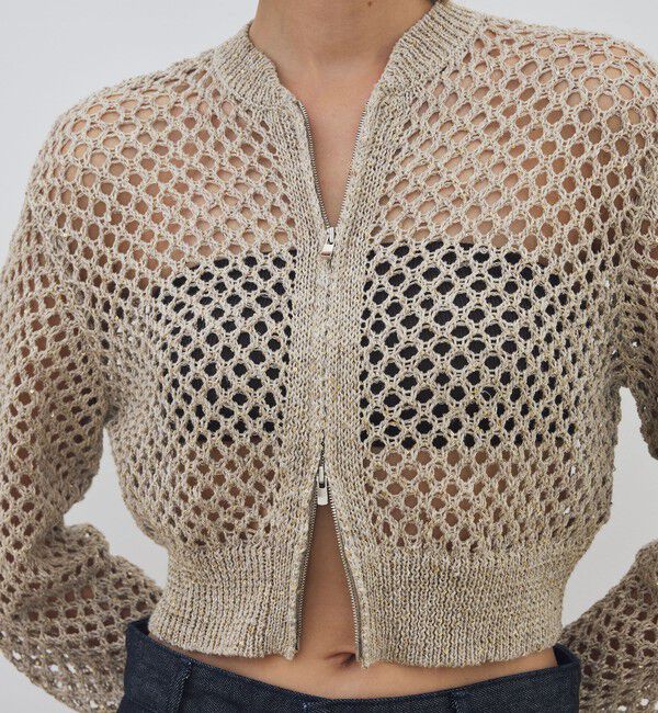 DES PRES「リネンポリエステルコットンリリヤーン クロップドブルゾン」|カーディガン|