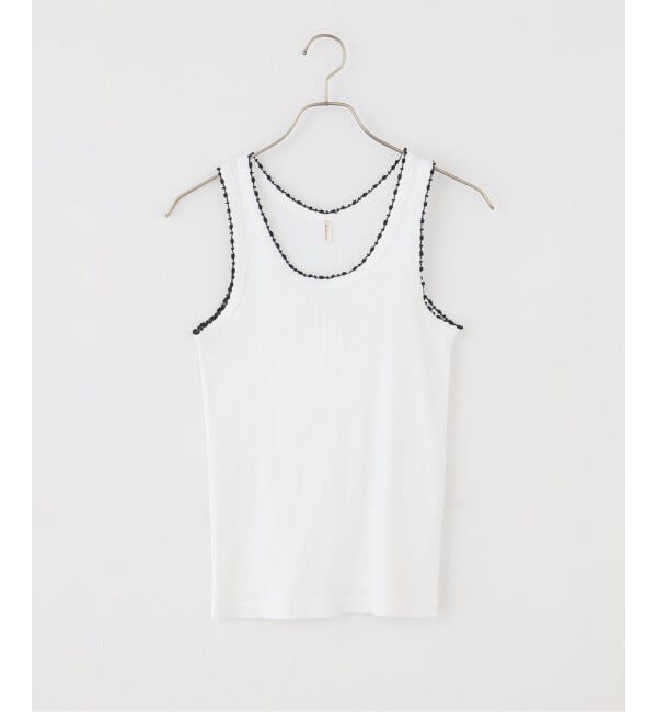 EMILYWEEK「【babaco/ババコ】Cotton/Silk RibbedBasicTank w/Emb / BA01-CR74」|タンクトップ|ホワイト