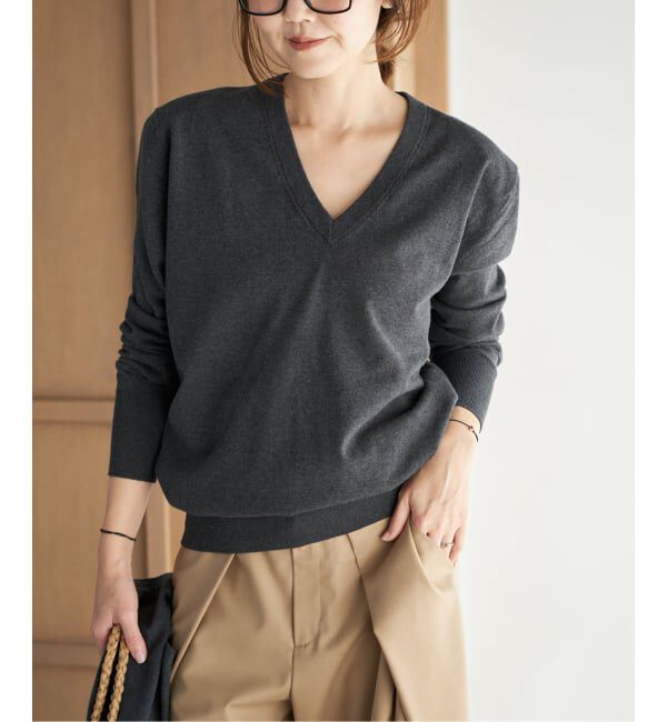 Plage「《名古屋店・WEB限定》R&rsquo;IAM スカーフレイヤードニット」|ニット・セーター|グレー