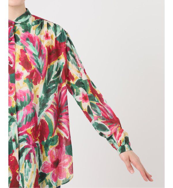 IENA LA BOUCLE「IENA LA BOUCLE DEVEAUX ペイントフラワーギャザーシャツ」|シャツ・ブラウス|