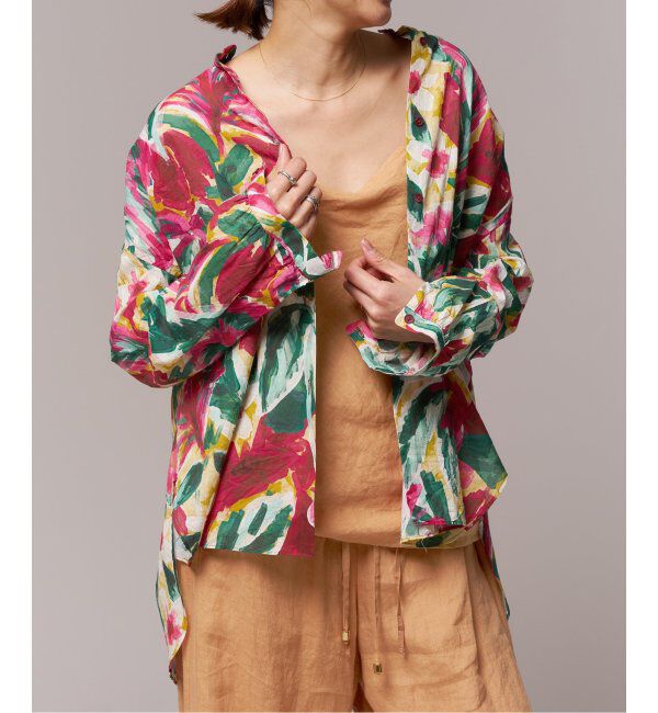 IENA LA BOUCLE「IENA LA BOUCLE DEVEAUX ペイントフラワーギャザーシャツ」|シャツ・ブラウス|