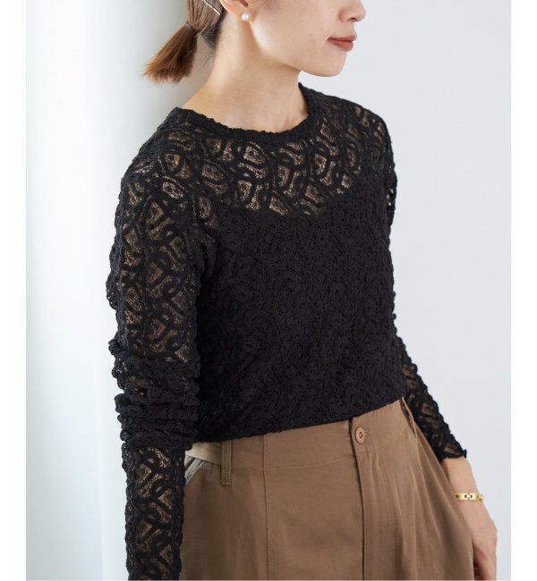 IENA「《追加3》ペイズリー ストレッチレースプルオーバー」|Tシャツ・カットソー|