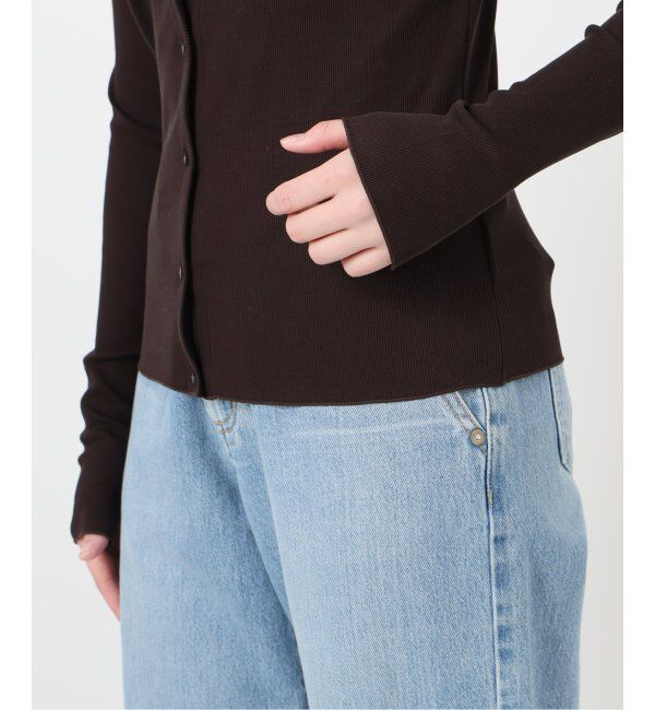 IENA LA BOUCLE「IENA LA BOUCLE ライトリブクルーネックカーディガン」|カーディガン|