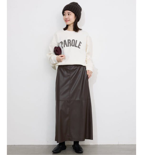SLOBE IENA「フェイクレザーフレアスカート」|スカート|