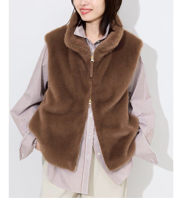 SLOBE IENA「ミンクエコファーベスト」|ダウンベスト・ベスト|キャメル