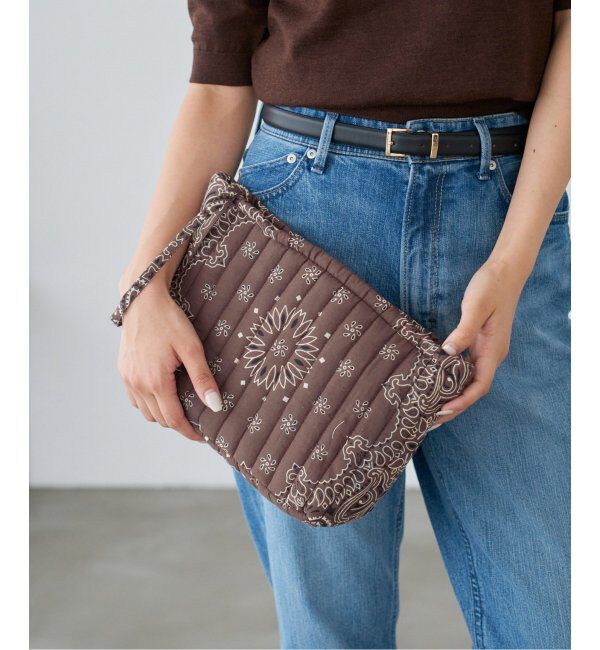 IENA「MALUS/マリュス BANDANA QUILTING POUCH ポーチ」|ポーチ|ブラウン