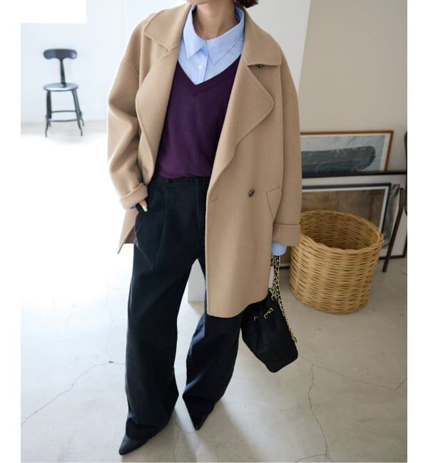 SLOBE IENA「《追加》souple wool ダブルフェイスミドルコート」|ピーコート|