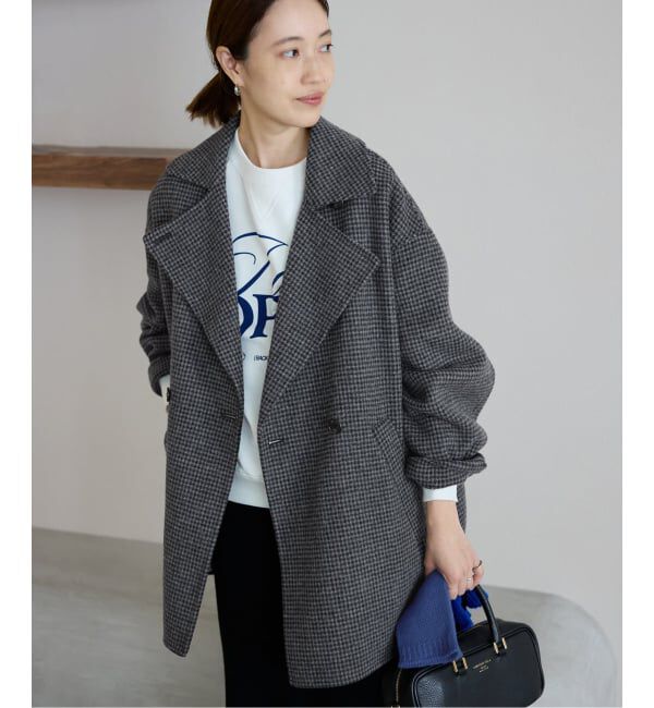 SLOBE IENA「《追加》souple wool ダブルフェイスミドルコート」|ピーコート|