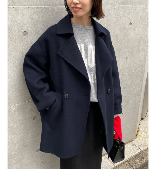 SLOBE IENA「《追加》souple wool ダブルフェイスミドルコート」|ピーコート|