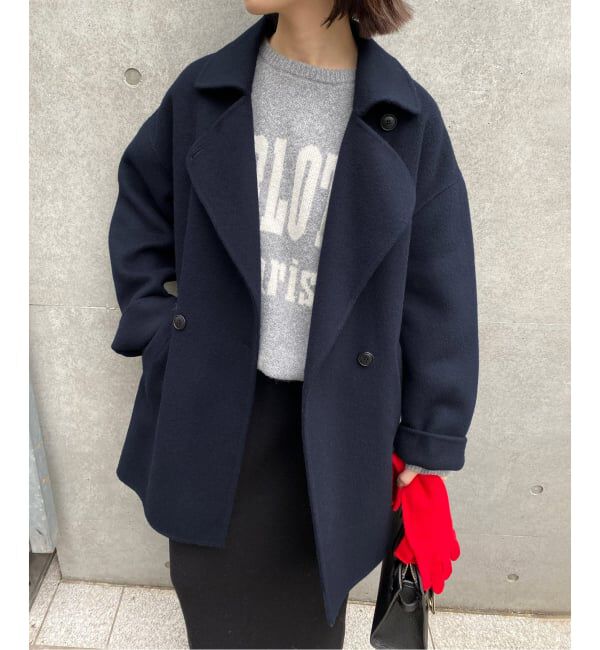 SLOBE IENA「《追加》souple wool ダブルフェイスミドルコート」|ピーコート|