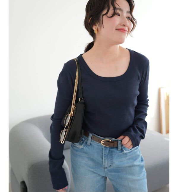 SLOBE IENA「《WEB限定/追加》パーフェクトカットソー」|Tシャツ・カットソー|ネイビー