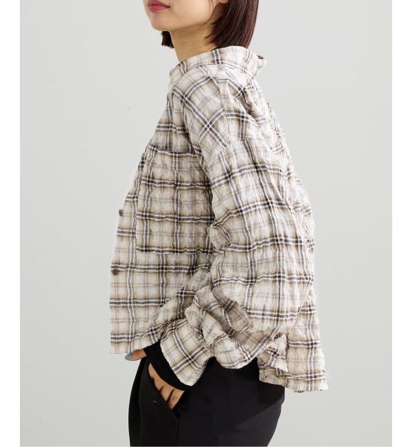 IENA「《新色/追加》シャーリングチェックショートシャツ」|シャツ・ブラウス|