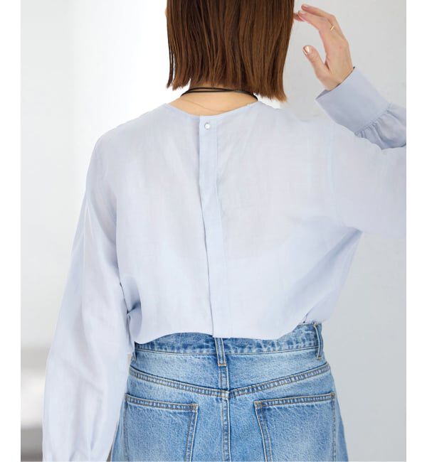 IENA「《新色/WEB限定/追加2》ラミーリヨセルノーカラーブラウス」|シャツ・ブラウス|サックスブルー
