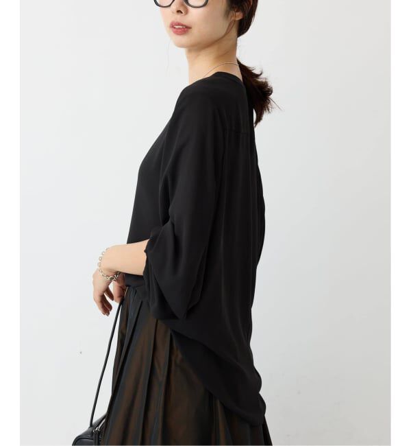 IENA「《追加》ジョーゼットリブネックブラウス」|シャツ・ブラウス|