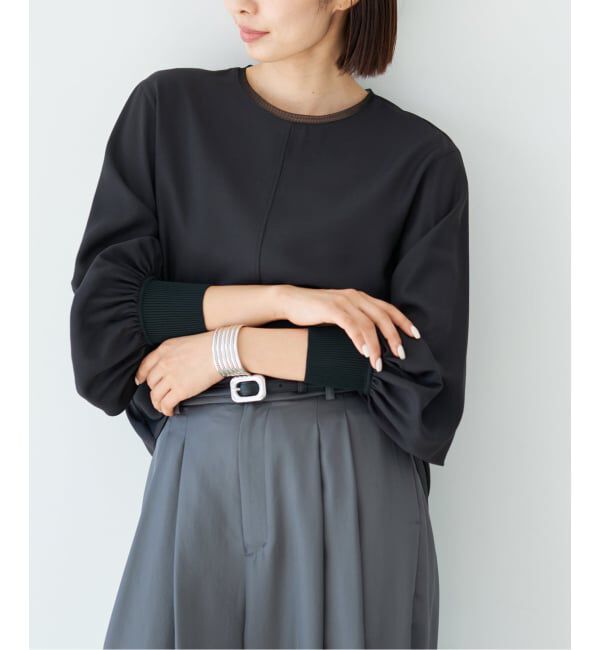 IENA「《予約》クルーネックシアーリブブラウス」|シャツ・ブラウス|