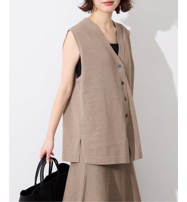 SLOBE IENA「《セットアップ対応可/予約》コットンポリ ニットジレ」|ベスト・ジレ|