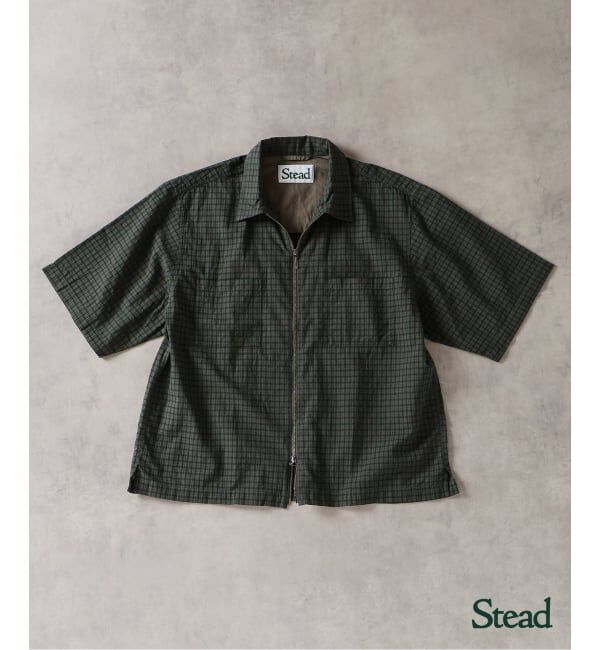 J.S.Homestead「《予約》Stead / ドビー チェック ジップ 半袖 シャツ」|シャツ・ブラウス|ブラック A