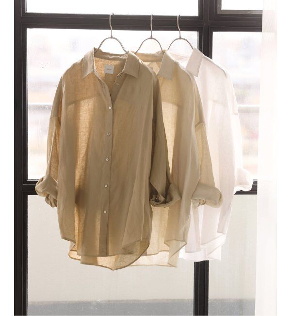 Spick and Span「《ゆったりサイズ》追加 80リネンカシュクール ビッグシャツ」|シャツ・ブラウス|