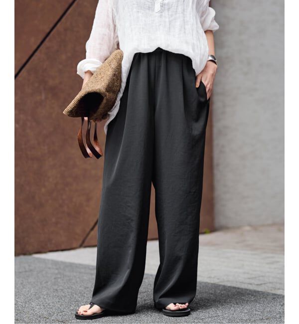 FRAMeWORK「≪追加≫ 手洗い可 / ポリエステルツイルリラックスパンツ」|その他|ブラック