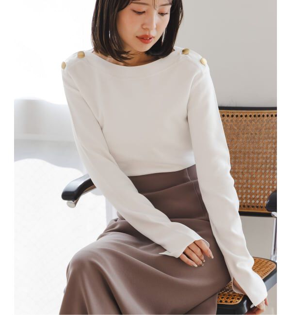 NOBLE「ショルダーボタンニットプルオーバー」|ニット・セーター|ホワイト A