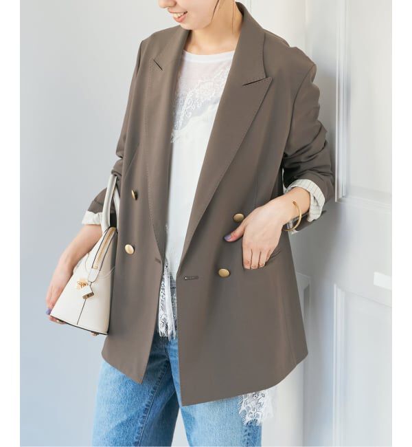 Spick and Span「《新色有り / 追加》プレーンウィーブダブルブレストジャケット」|テーラードジャケット|