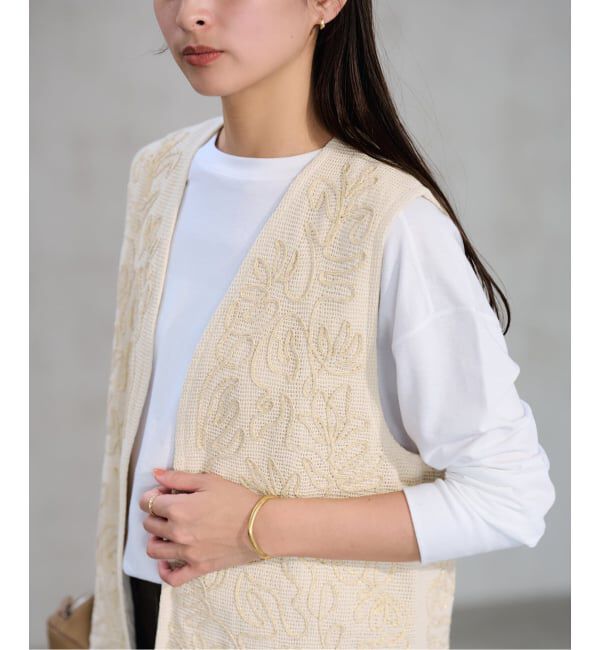 FRAMeWORK「メッシュエンブロイダリーベスト」|ダウンベスト・ベスト|