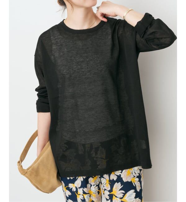 Spick and Span「リネン混シアールーズプルオーバー」|ニット・セーター|ブラック