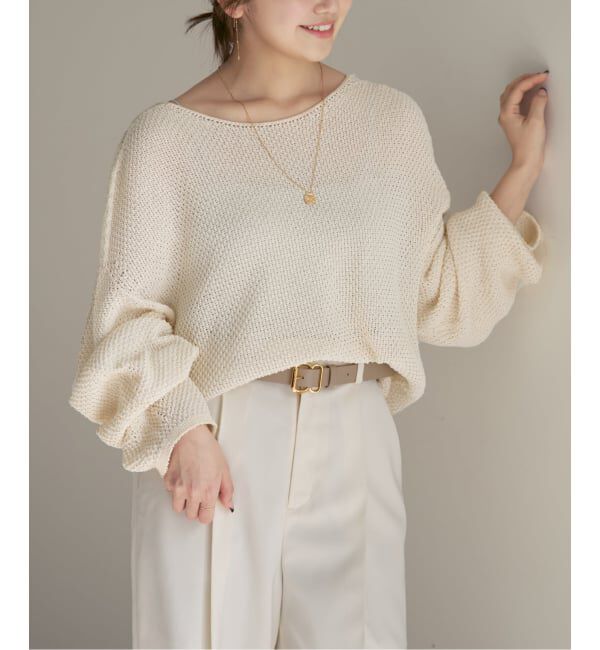 NOBLE「《WEB＆日本橋・ルクア店限定・追加予約》ペーパーヤーン カノコBACK Vプルオーバー」|ニット・セーター|ナチュラル