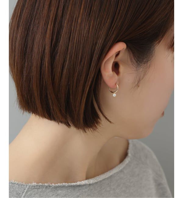 Lilas by Spick&Span「《WEB限定》パールフープピアスM K10（両耳）」|ピアス|ゴールド