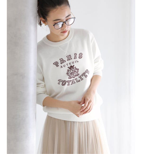  「【洗える】インターシャロゴニット」|ニット・セーター|ホワイト