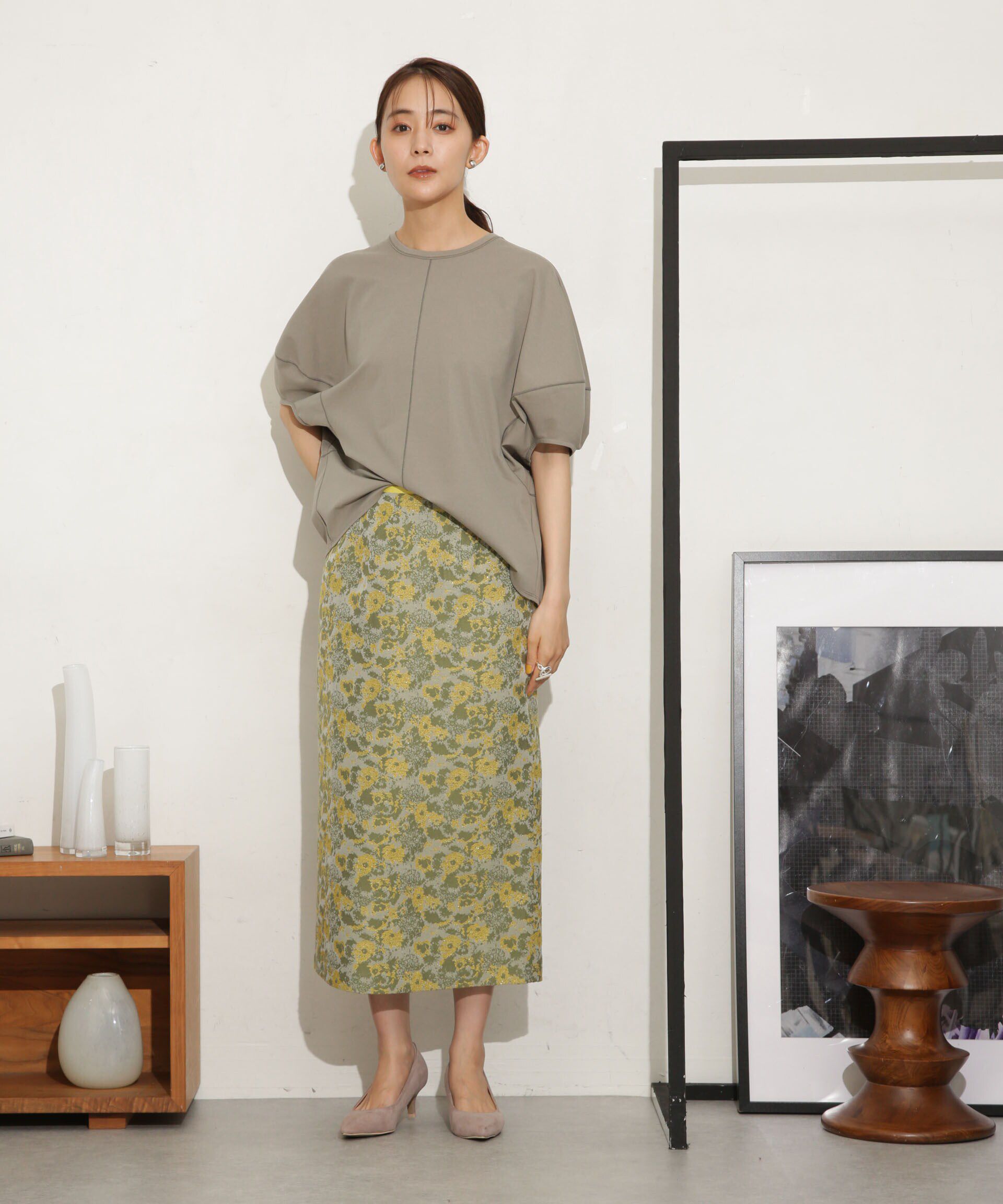 nano･universe「フラワージャカードタイトスカート」|スカート|