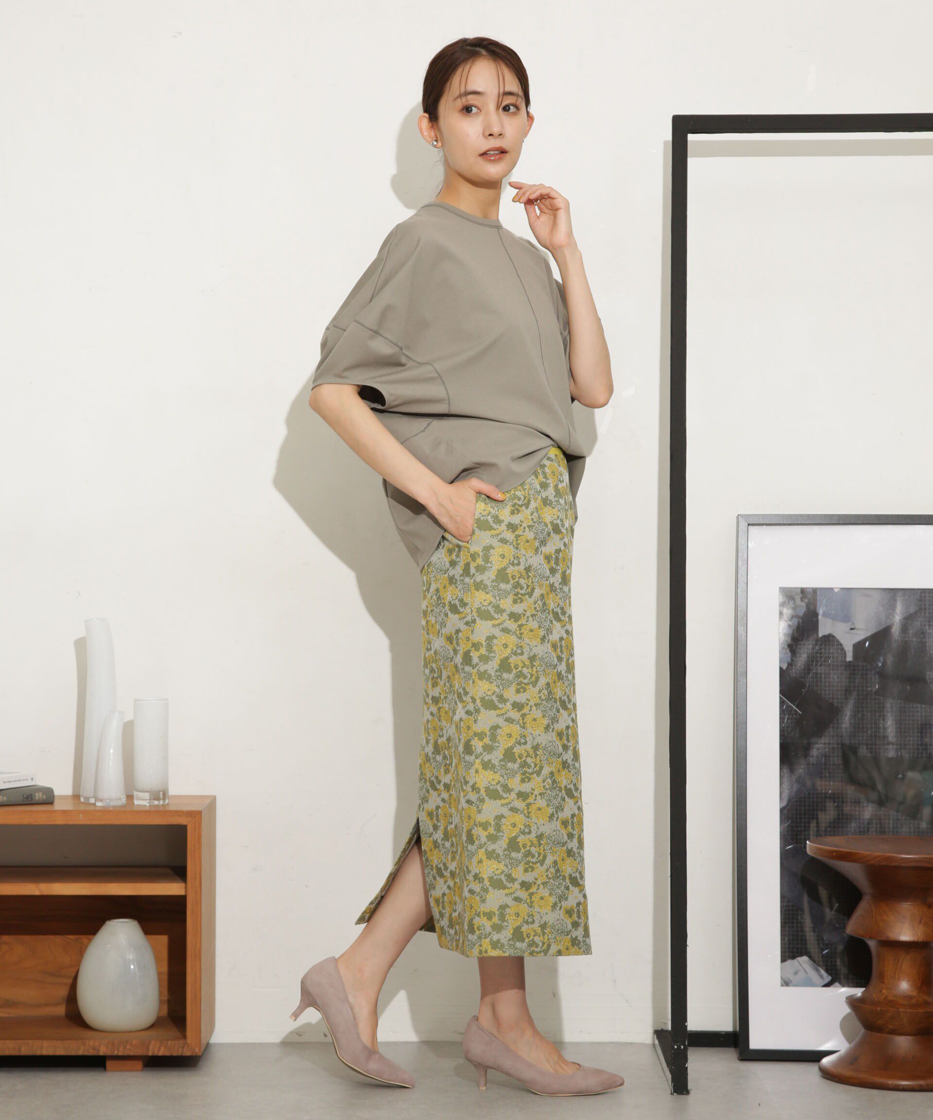 nano･universe「フラワージャカードタイトスカート」|スカート|