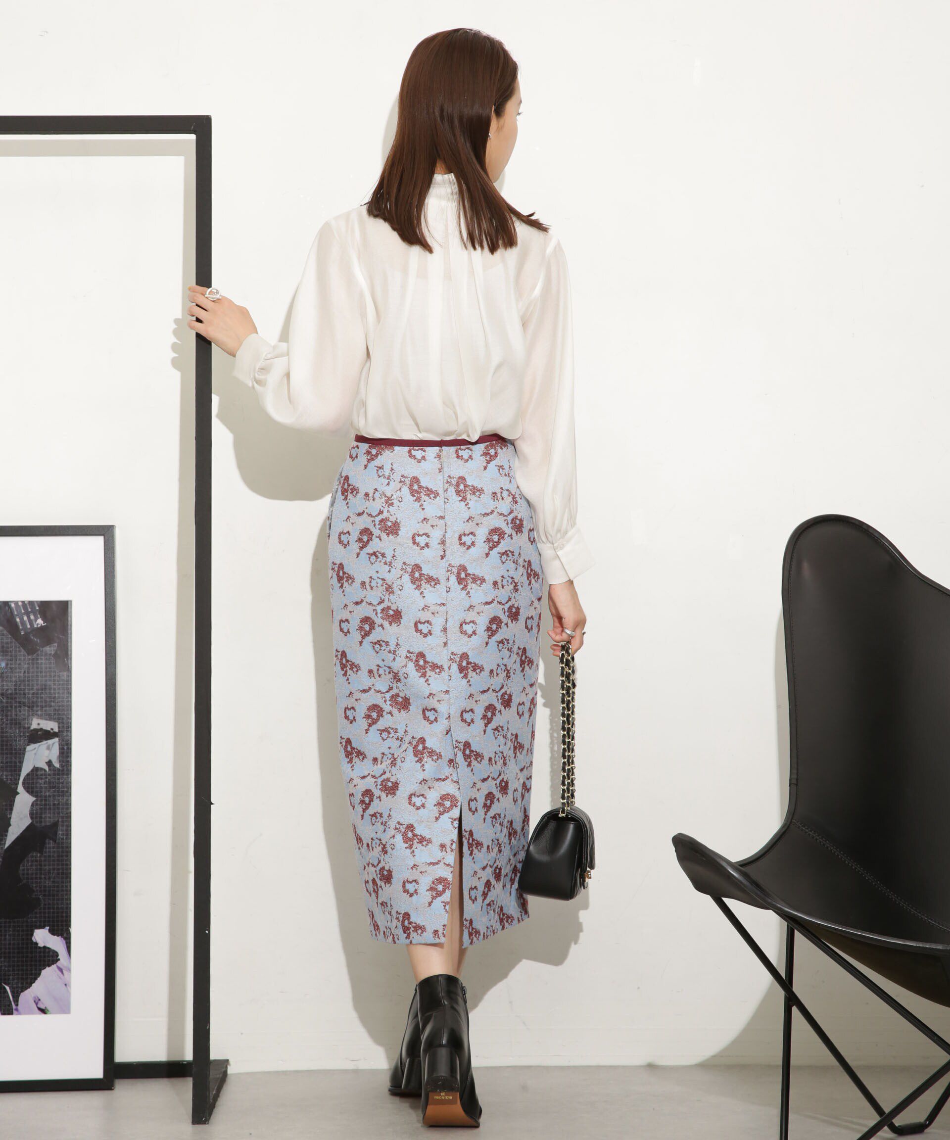 nano･universe「フラワージャカードタイトスカート」|スカート|