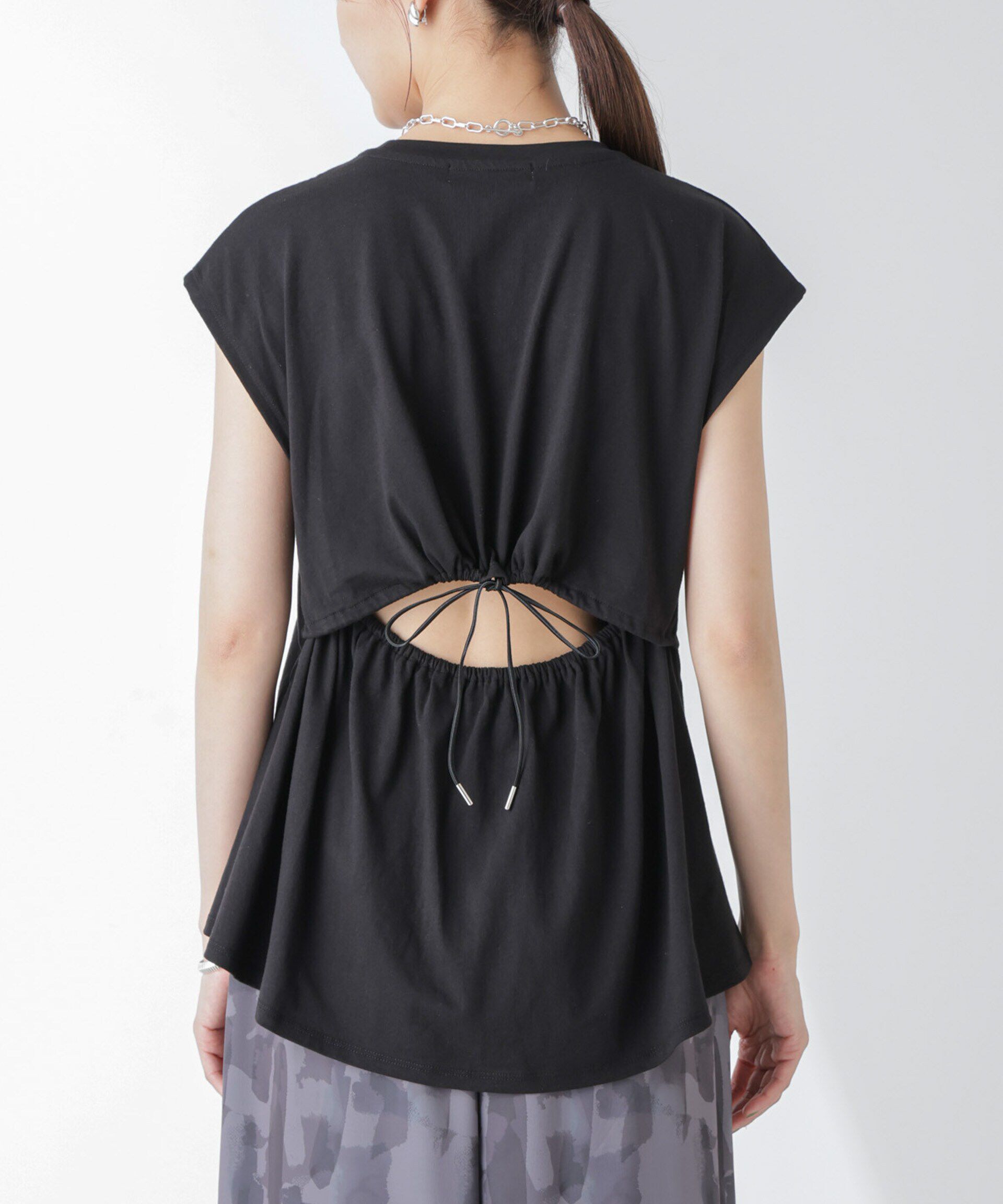 nano･universe「バックギャザーオープンデザイントップス」|Tシャツ・カットソー|