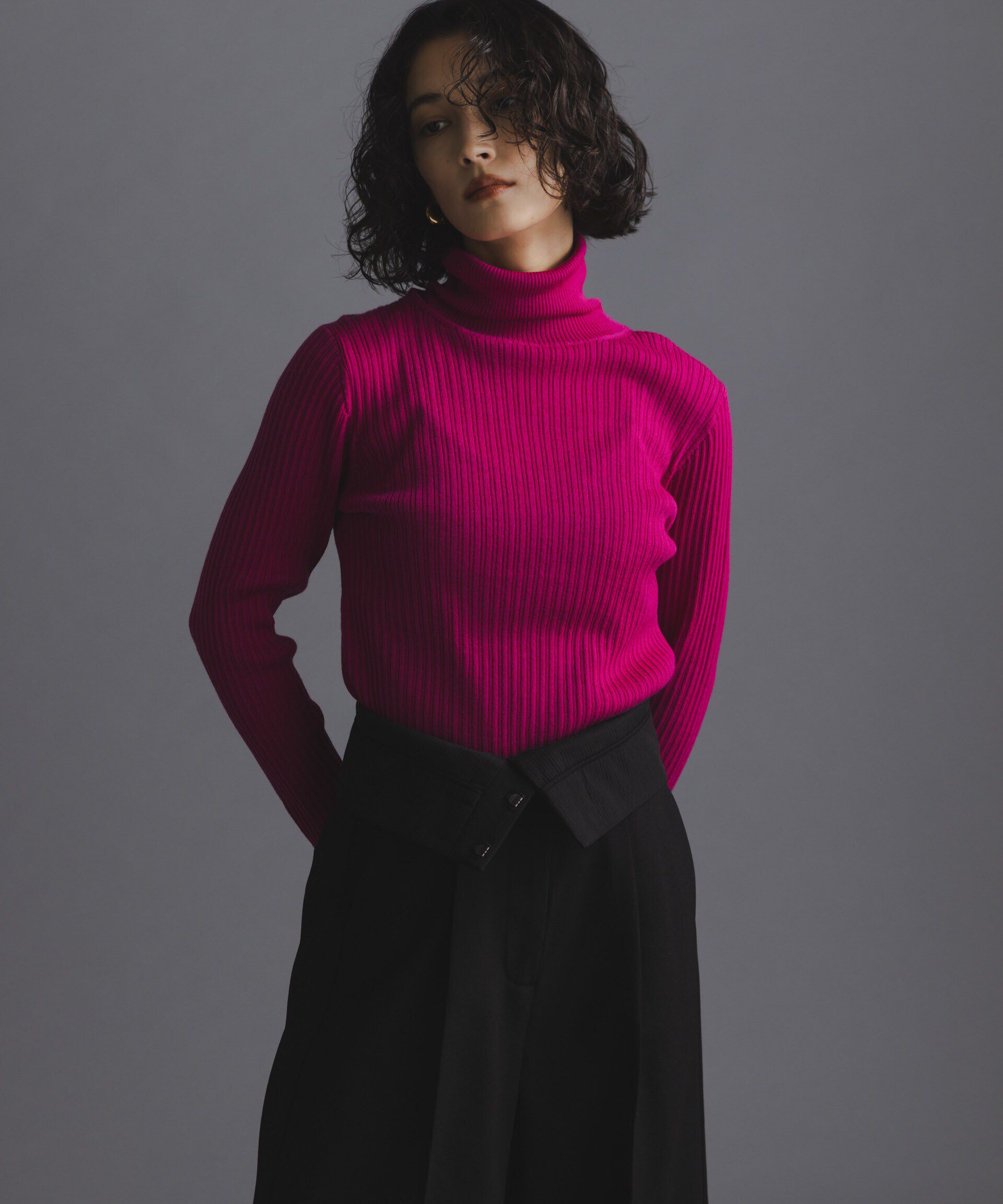 nano･universe「毛玉レスニットタートルネックリブプルオーバー」|ニット・セーター|