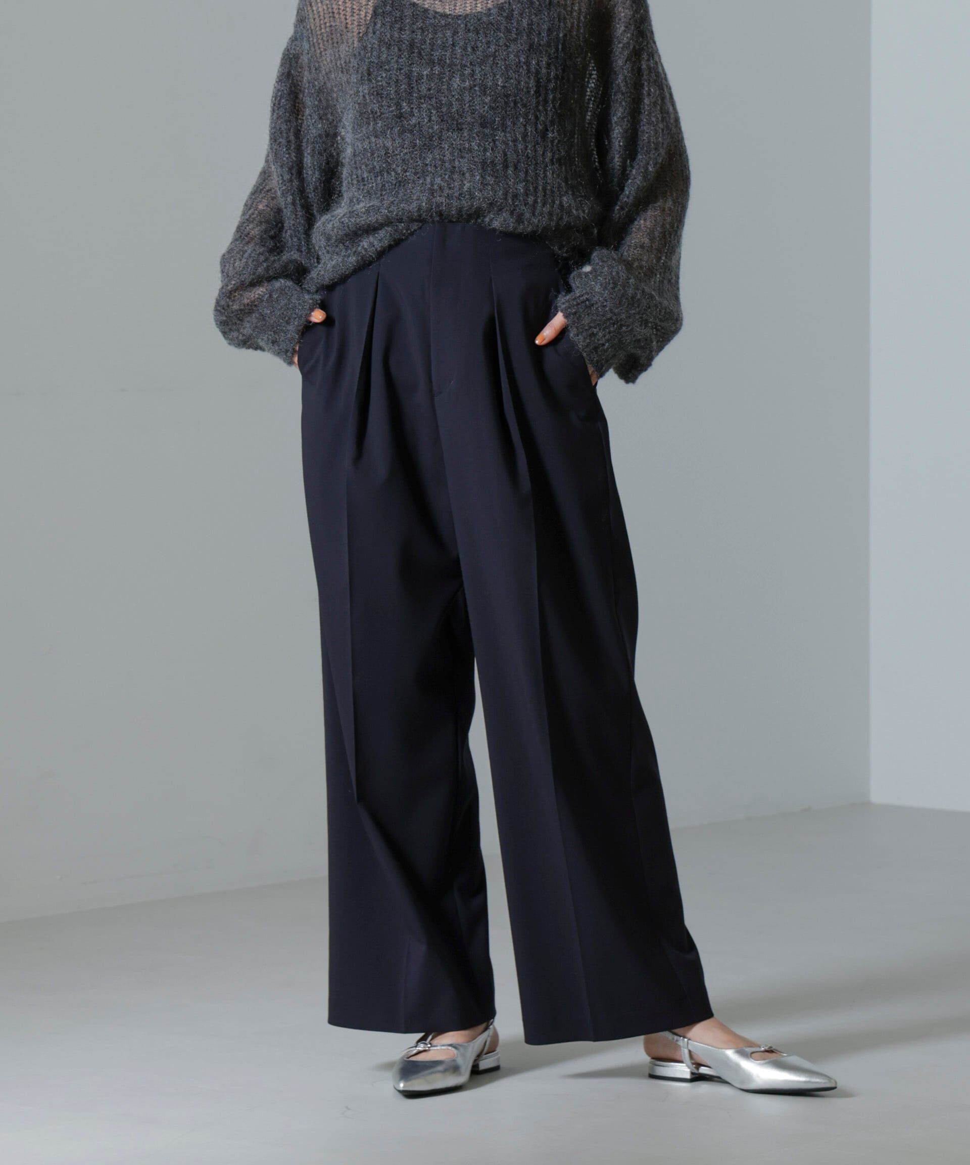 nano･universe「ドライウェザーストレッチ インタックワイドパンツ(セットアップ可)」|チノ|