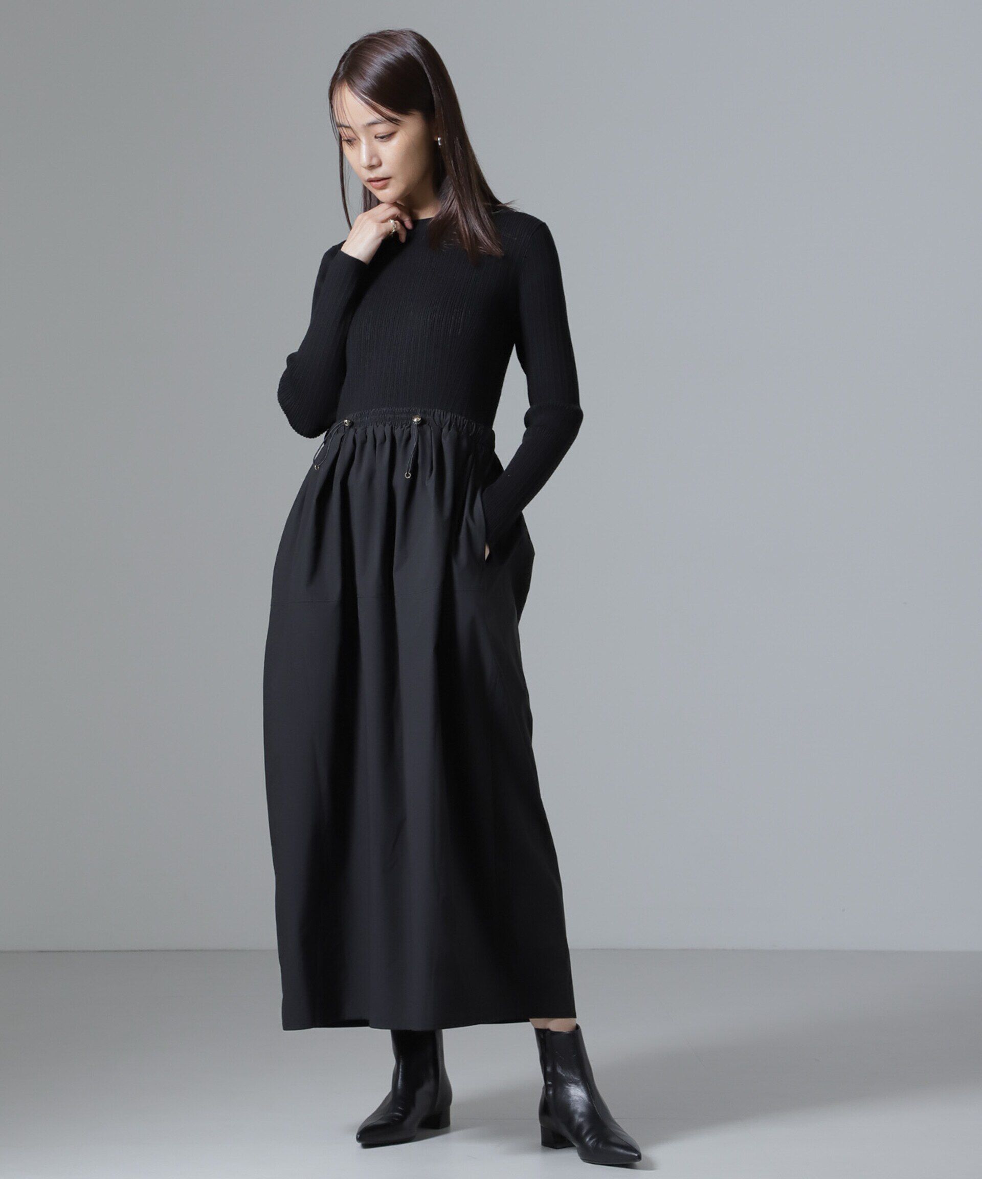 nano･universe「リブニット&times;タフタドッキングワンピース」|ワンピース|