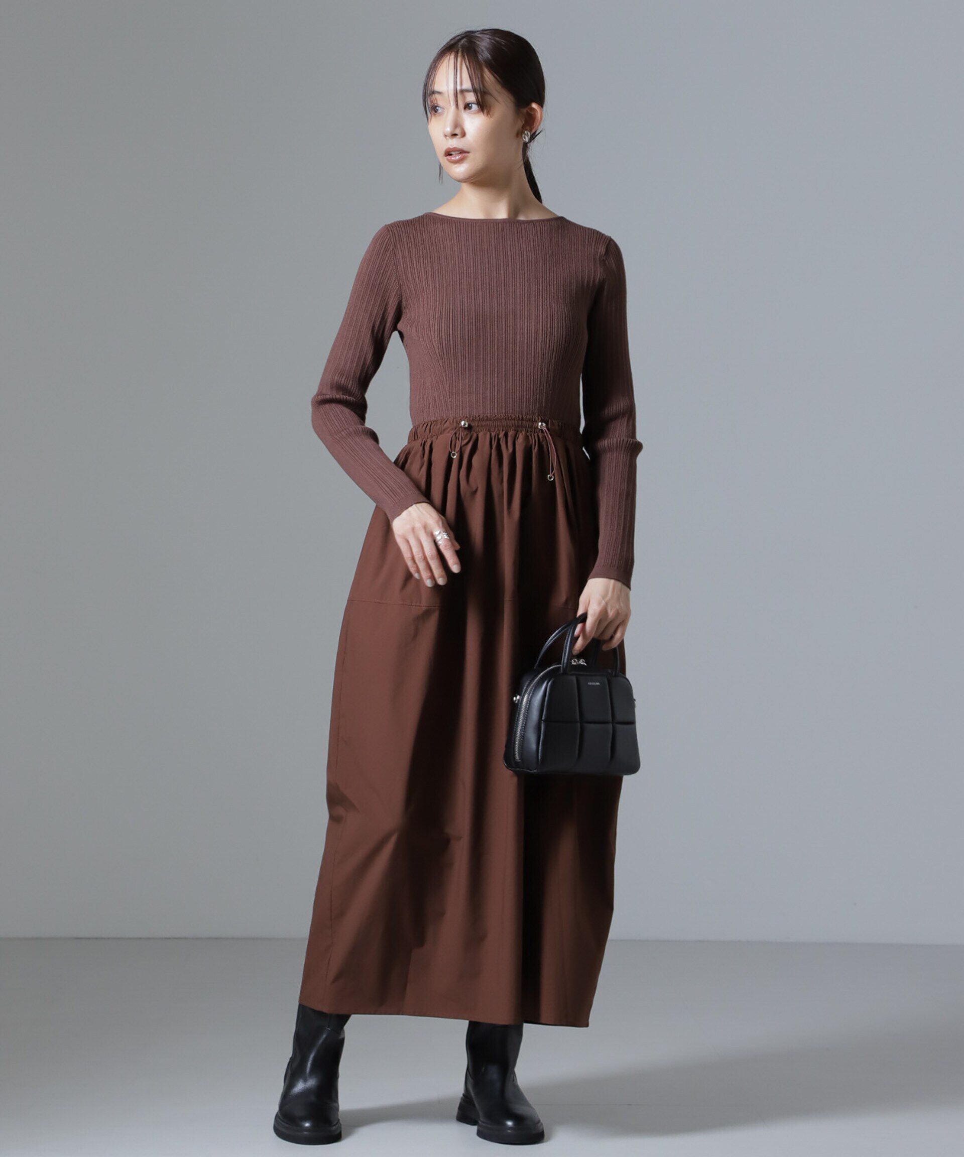 nano･universe「リブニット&times;タフタドッキングワンピース」|ワンピース|