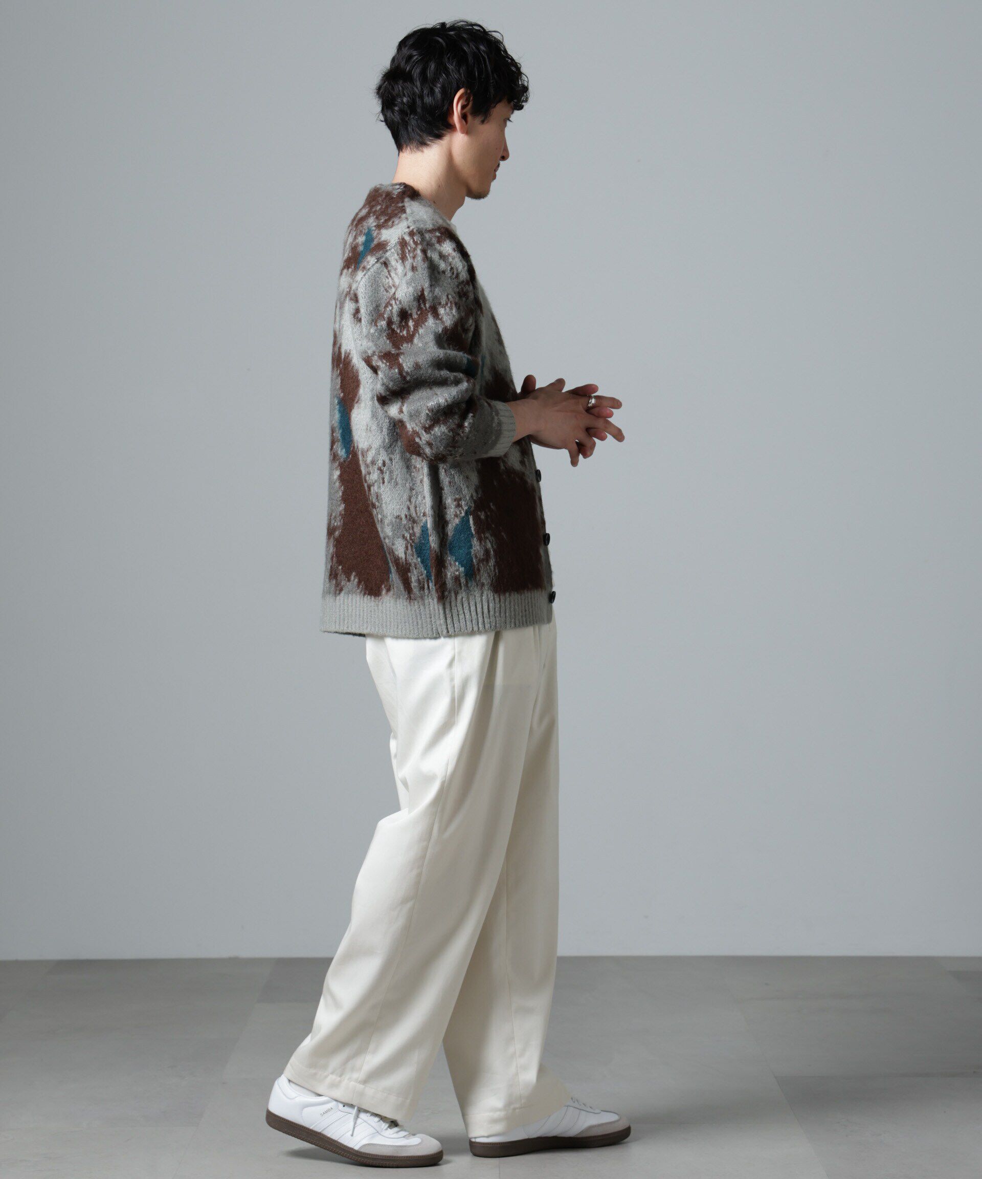 nano･universe「アート柄ニットカーディガン」|ニット・セーター|