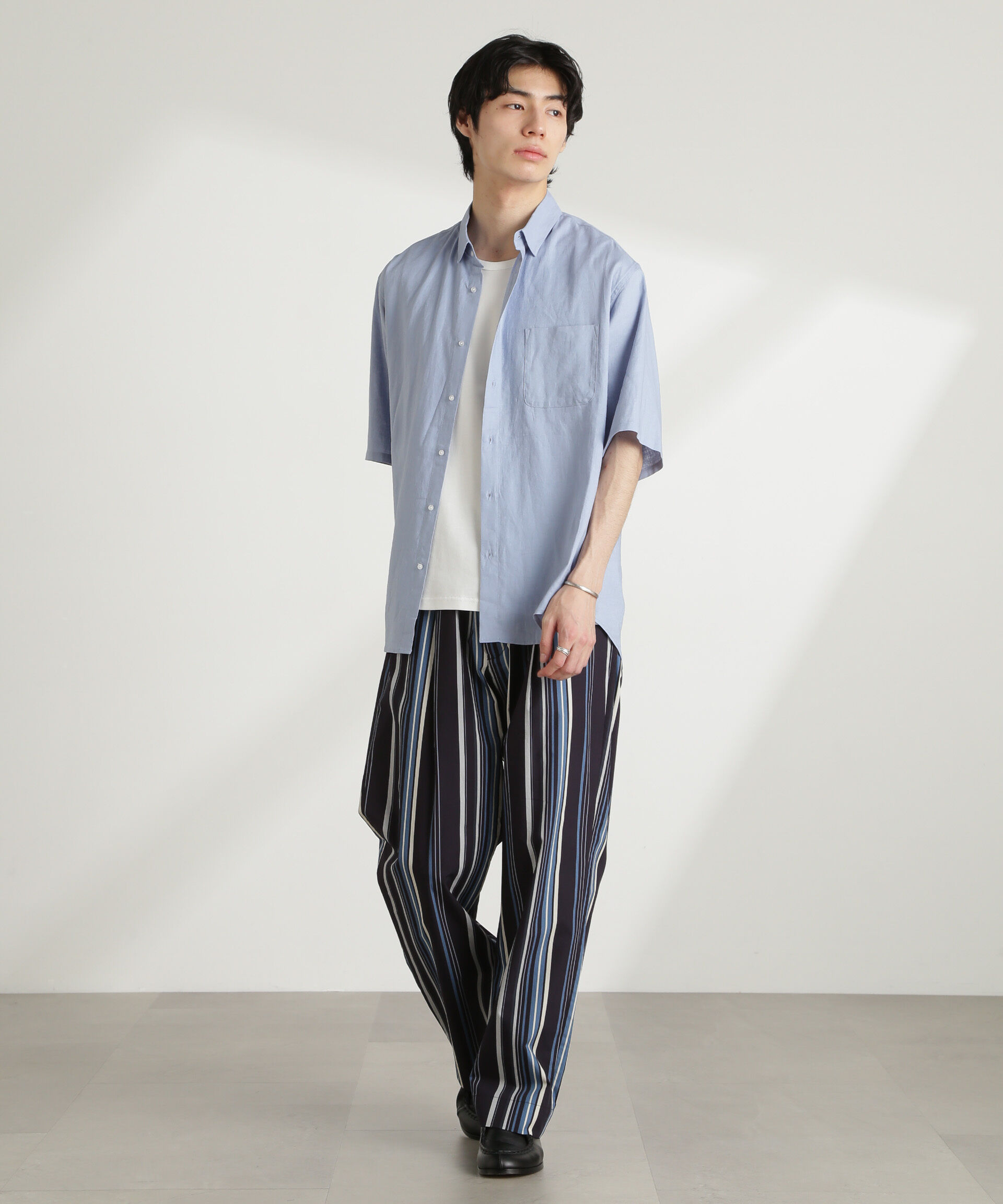 nano･universe「アンチスメルリネン レギュラーカラー 半袖」|シャツ・ブラウス|